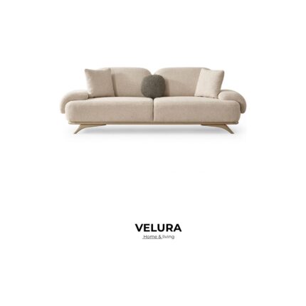 Velura Home & Living Nesta Sırt Mekanizmalı Üçlü Kanepe & 3'lü Koltuk - Krem - Görsel 3