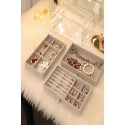 TE Dükkan Buğz House By House Üç Katlı Çekmeceli Takı Kozmetik Organizer - Görsel 3