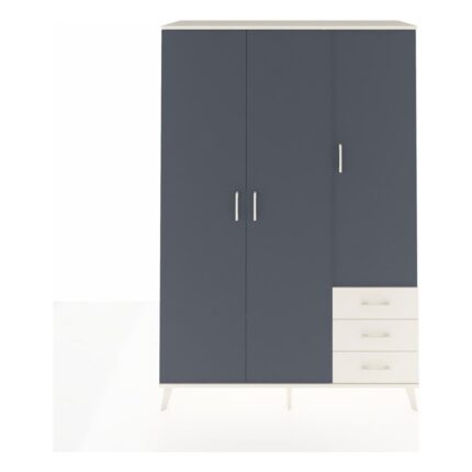 Dienni Hyperion Dolap 6 Raflı 3 Çekmeceli Tek Askılı 132X44X195 Aytaşı-Antrasit/aytaşı