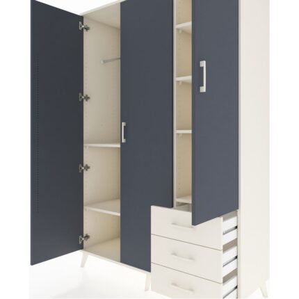 Dienni Hyperion Dolap 6 Raflı 3 Çekmeceli Tek Askılı 132X44X195 Aytaşı-Antrasit/aytaşı - Görsel 4