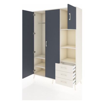 Dienni Hyperion Dolap 5 Raflı 3 Çekmeceli Tek Askılı 132X44X195 Aytaşı-Antrasit/aytaşı - Görsel 3