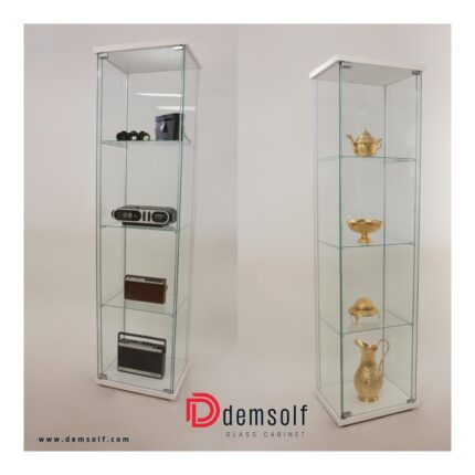 Artinoks Home 3 RAFLI SADE CAMLI VİTRİN  BEYAZ (gümüşlük,kitaplık, sunu,sergi vitrini) - Görsel 3
