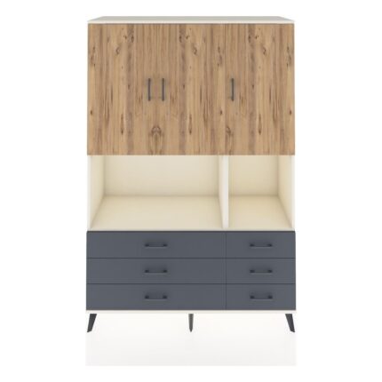 Dienni Hyperion Dolap 6 Raflı 6 Çekmeceli 3 Kapaklı 132X44X195 Aytaşı-Çam/antrasit