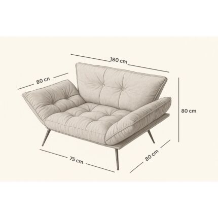 AVYNA Prestige Comfort Collection – Yatak Olabilen Mekanizmalı Ikili Kanepe | Kolları Açılan Yataklı Koltuk - Görsel 4