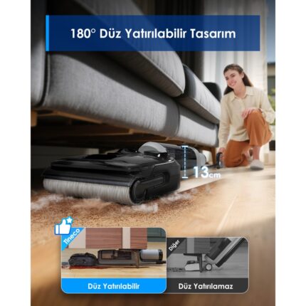 Tineco Floor One I5 Stretch Plus Kablosuz Islak Kuru Süpürge, Zemin Temizleyici Paspas, 20KPA Güçlü Emiş, Hyperstretch 180° Yatırılabilir Tasarım, Anti-Tangle Saç Dolaşma Önleyici - Görsel 5