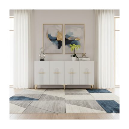 Ceneyra KA1519B- Ida Lazer Çizgili Konsol , Tv Sehpası , Çok Amaçlı Dolap 150CM Beyaz - Görsel 3