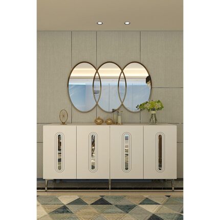 Ceneyra KA1206BS- Rany Konsol, Tv Sehpası, Çok Amaçlı Dolap 120CM Beyaz-Gümüş
