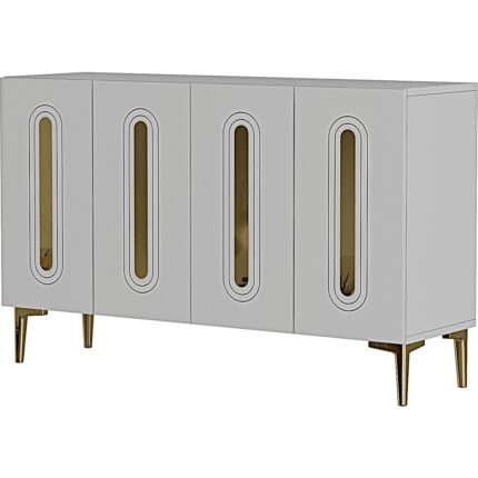 Ceneyra KA1520BG- Rany Konsol, Tv Sehpası, Çok Amaçlı Dolap 150CM Beyaz-Altın - Görsel 5