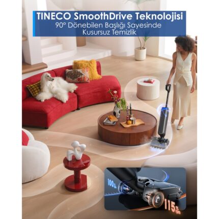 Tineco Floor One S9 Artist Steam Kablosuz Buharlı Akıllı Islak Kuru Süpürge, Zemin Temizleyici Paspas, 140°C Yüksek Isılı Hypersteam Buhar Teknolojisi,  22KPA Güçlü Emiş, iloop Akıllı Emiş - Görsel 5