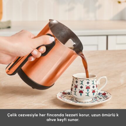 Karaca Hatır Neo Inox Çelik Cezveli Türk Kahve Makinesi 5 Fincan Kapasiteli Bronze - Görsel 4