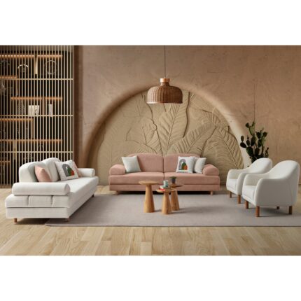 Eymense Aries Yataklı Sandıklı Koltuk Takımı 3+3+1+1 Pembe - Görsel 2