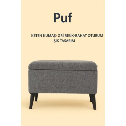 Co Art Sandıklı Keten Kumaş Puf | 60 x 40 x 45 |