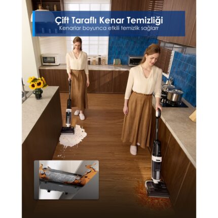 Tineco Floor One Switch S6 Stretch Kablosuz Akıllı Islak Kuru Elektrikli Süpürge, Zemin Temizleyici Paspas, 21KPA Güçlü Emiş, Çoklu Yüzey Için 5i1 Arada Süpürge - Görsel 5