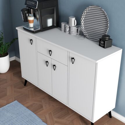 Serçe Design 4 Kapaklı Çekmeceli Kahve Köşesi Dolabı Mutfak Dolabı Konsol - Görsel 4