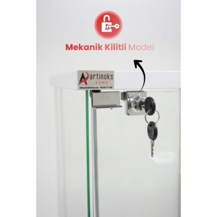 Artinoks Home 7 RAFLI KİLİTLİ CAM VİTRİN BEYAZ (Gümüşlük, Büfe, Koleksiyon, Sunu, Sergi, Kitaplık) - Görsel 2