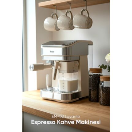 Fressi Espresso Latte Cappuccino Kahve Makinesi Tam Otomatik Süt Tanklı 20BAR Basınçlı Lavante Krem