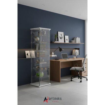 Artinoks Home 7 RAFLI KİLİTLİ CAM VİTRİN BEYAZ (Gümüşlük, Büfe, Koleksiyon, Sunu, Sergi, Kitaplık) - Görsel 5