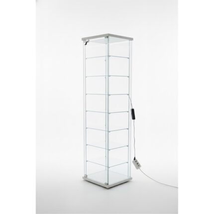 Artinoks Home 7 RAFLI KİLİTLİ LEDLİ BEYAZ (Gümüşlük, Büfe, Koleksiyon, Sunu, Sergi, Kitaplık)