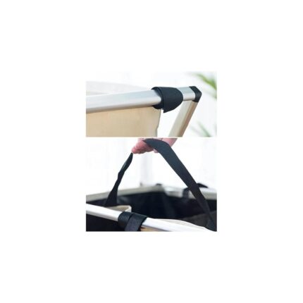 Leaf Shop Home 3 Bölmeli Katlanabilir Çamaşır Sepeti – Siyah, Beyaz ve Gri Renklerde, Dayanıklı ve Şık Tasarım, Makinede Yıkanabilir Kumaşlı, Alüminyum Gövdeli, 64X42X58 cm Boyutlarında - Görsel 4