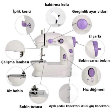 Çınar Toptan Ticaret çınar  ticaret mini ev dikiş makinesi pedallı sewıng machine - Görsel 4