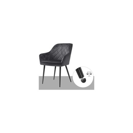 Storemax Yemek Odası, Koltuk, Kolçaklı, Dolgulu, Metal Ayaklar, Kadife Kılıf, 110 kg Taşıma Kapasitesi, Gri LDC088G01 - Görsel 2