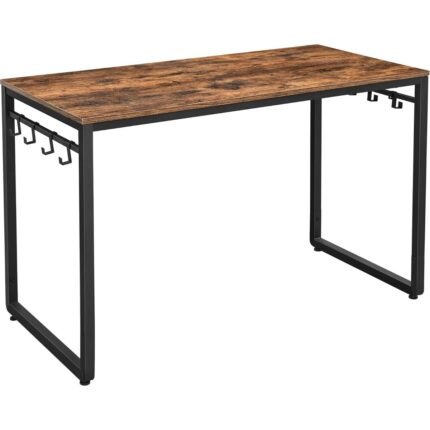 Storemax Bilgisayar Masası, 8 Kancalı Ofis Masası, 120 x 60 x 75 Cm, Metal, Endüstriyel Tasarım, - Siyah LWD58X