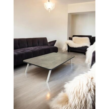 Storemax Sofrası Mutfak Sofrası Taşınabilir 60 x 100 cm Balkon Sofra (Gri Mermer)