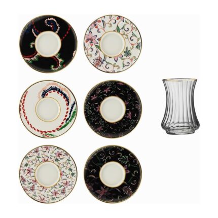 Storemax Sandro Moreno 1453 Desen Yağmuru Optik 12 Parça Altı Kişilik Çay Seti 110 ml
