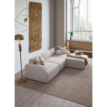 S Home Design Concept Molly Köşe Koltuk Sağ Köşe, Yönsüz Kadife Kırık Beyaz 290X185CM - Görsel 2