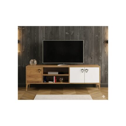 Kuzey Life Rivo Tv Ünitesi Legnano-Beyaz Raflı ve Kapaklı Modern Tasarım 150 cm