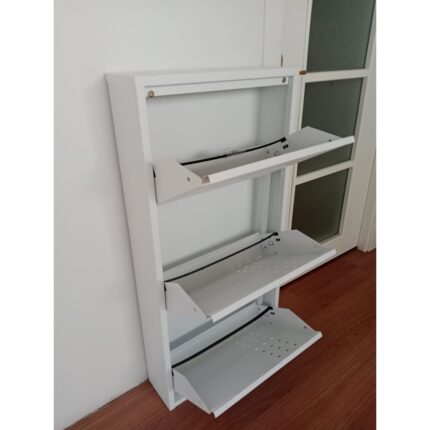 Ace 3'lü (Kapaklı) Metal Ayakkabılık Beyaz - Görsel 3
