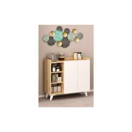 Fly Mobilya Alary Çok Amaçlı Dolap Beyaz Melamin Kaplı 90x82x37 cm Geniş Depolama Alanı - Görsel 5