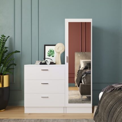 Robin Home Lyana Aynalı Şifonyer Gardırop Beyaz