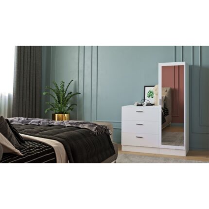 Robin Home Lyana Aynalı Şifonyer Gardırop Beyaz - Görsel 3
