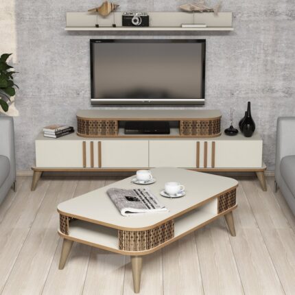 Variant Mobilya Variant Eylül Tv Ünitesi Ve Orta Sehpa Takımı - Krem - Görsel 2